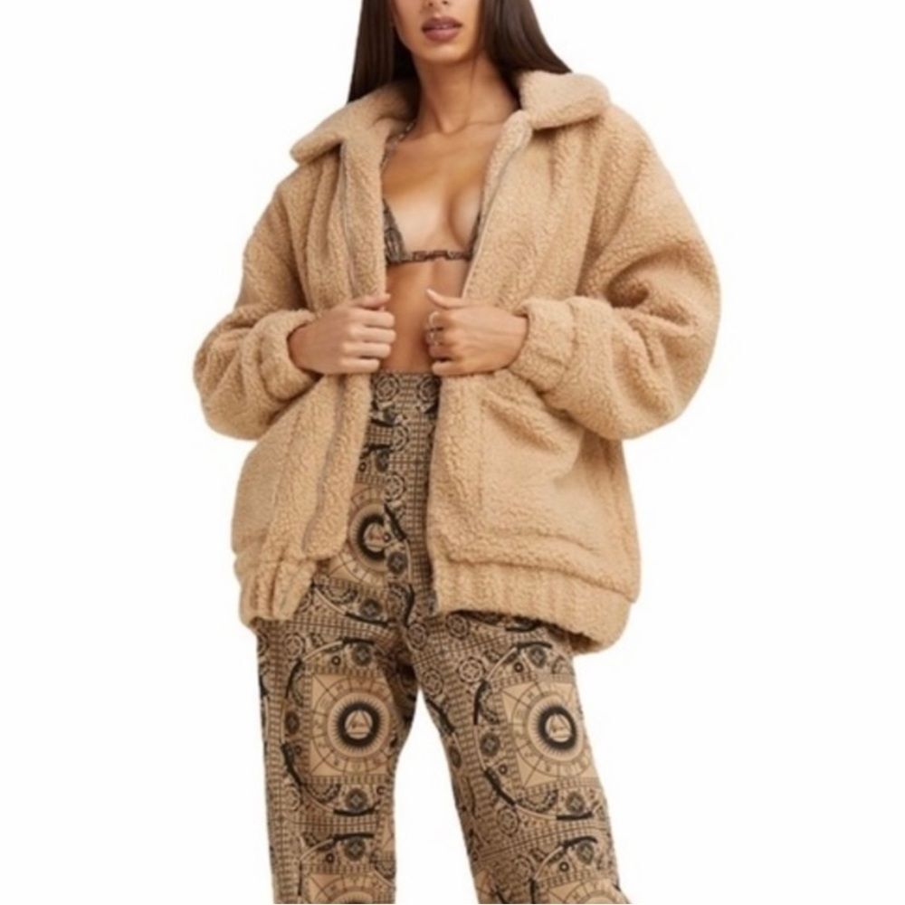 I.AM.GIA Pixie neutral oversized full zip teddy jacket women’s size XS
